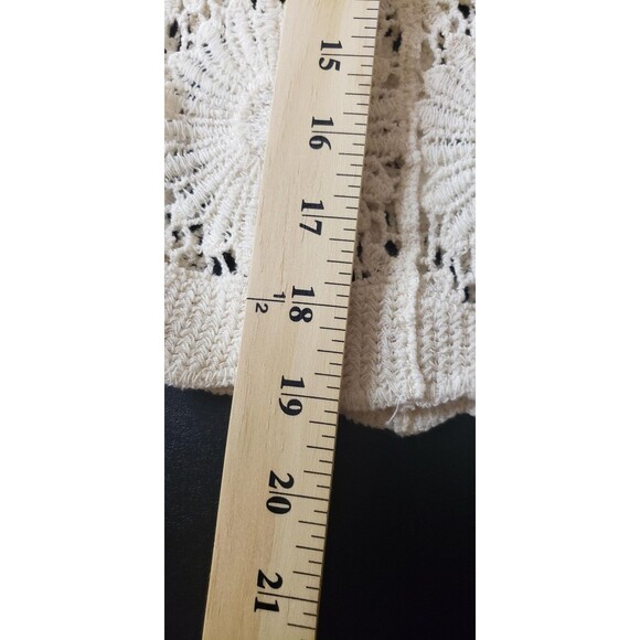 Rebellion Sweater M Cropped Open Knit Crochet Button Up Boho Floral Top Casual - Picture 9 of 9